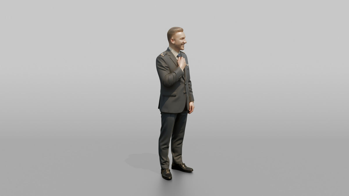 Middle Eastern Flight Attendant Presenting a Menu Card - 3D character model, view 2