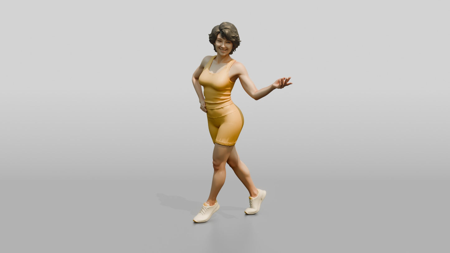 Woman in Yellow Activewear in a Playful Pose