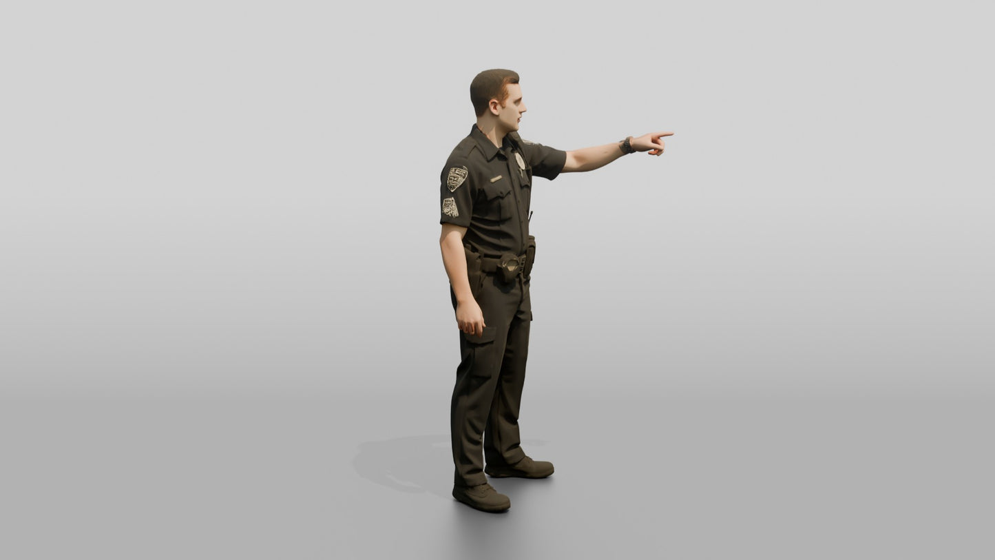 Police Officer Gesturing into the Distance