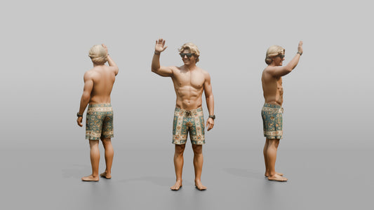 Surfer Waving to a Friend