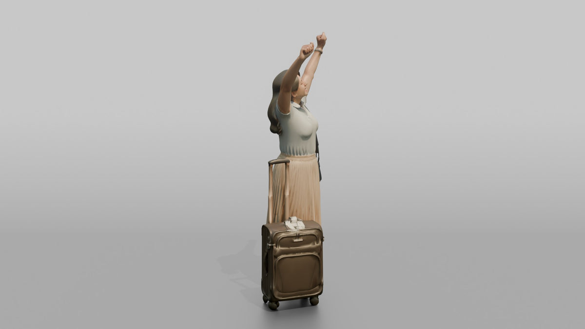 Traveler Stretching After A Long Flight - 3D character model, view 2