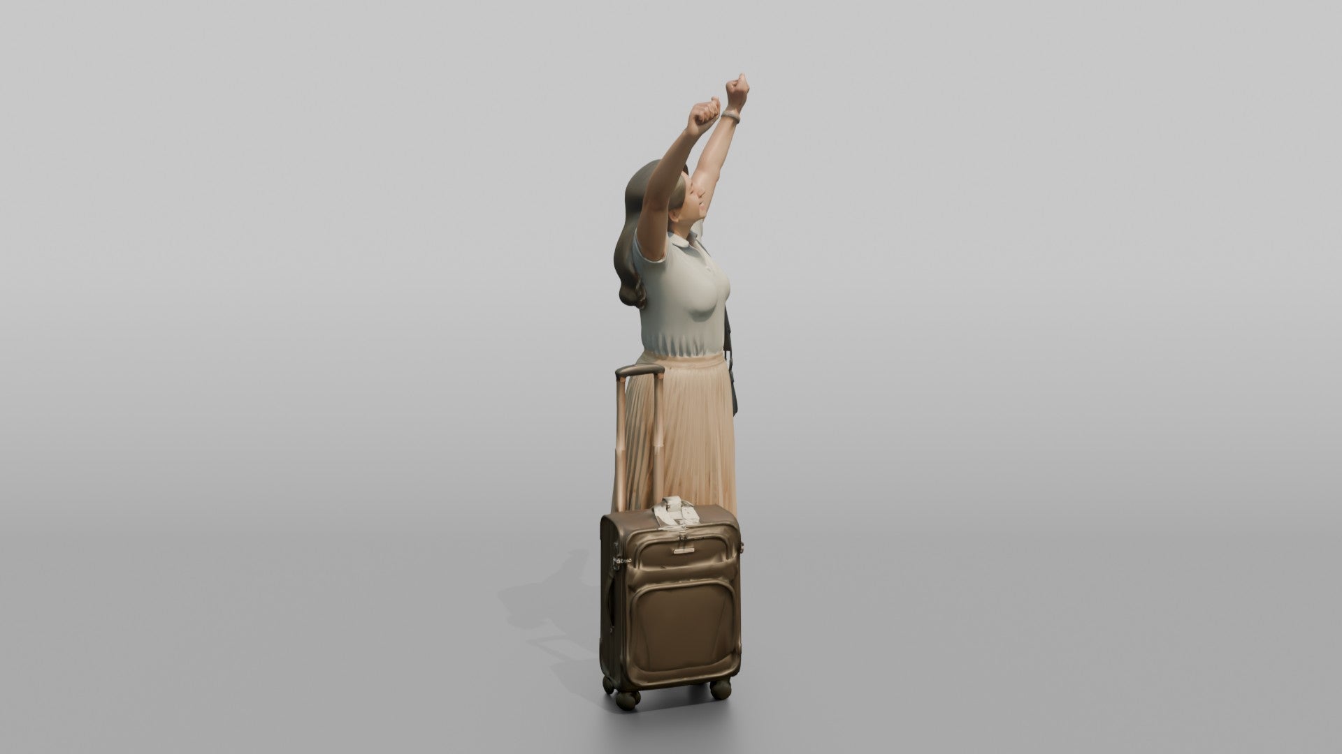 Traveler Stretching After A Long Flight