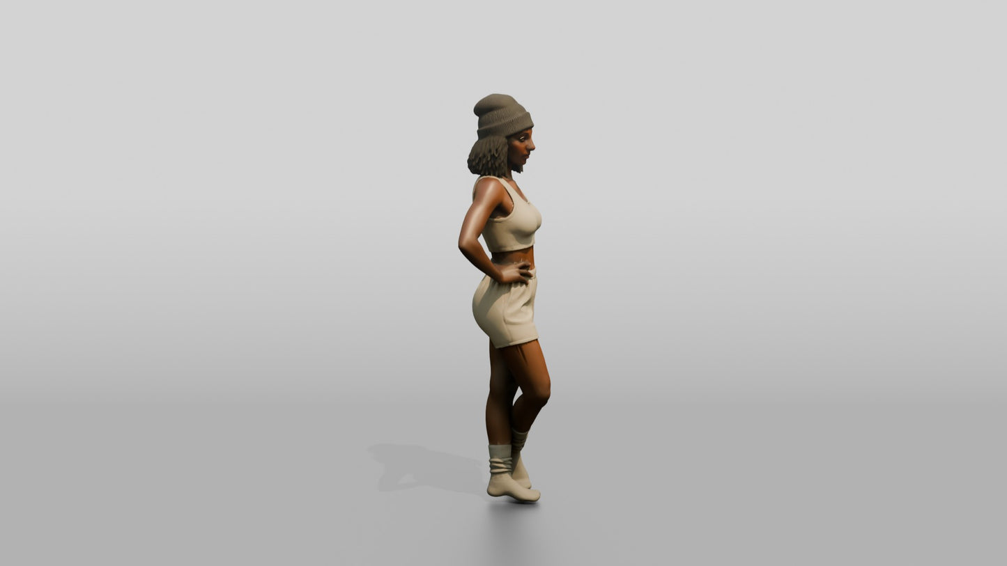 Woman in Beanie Posing with Hands on Hips