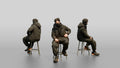 Techwear Man Relaxing on a Stool