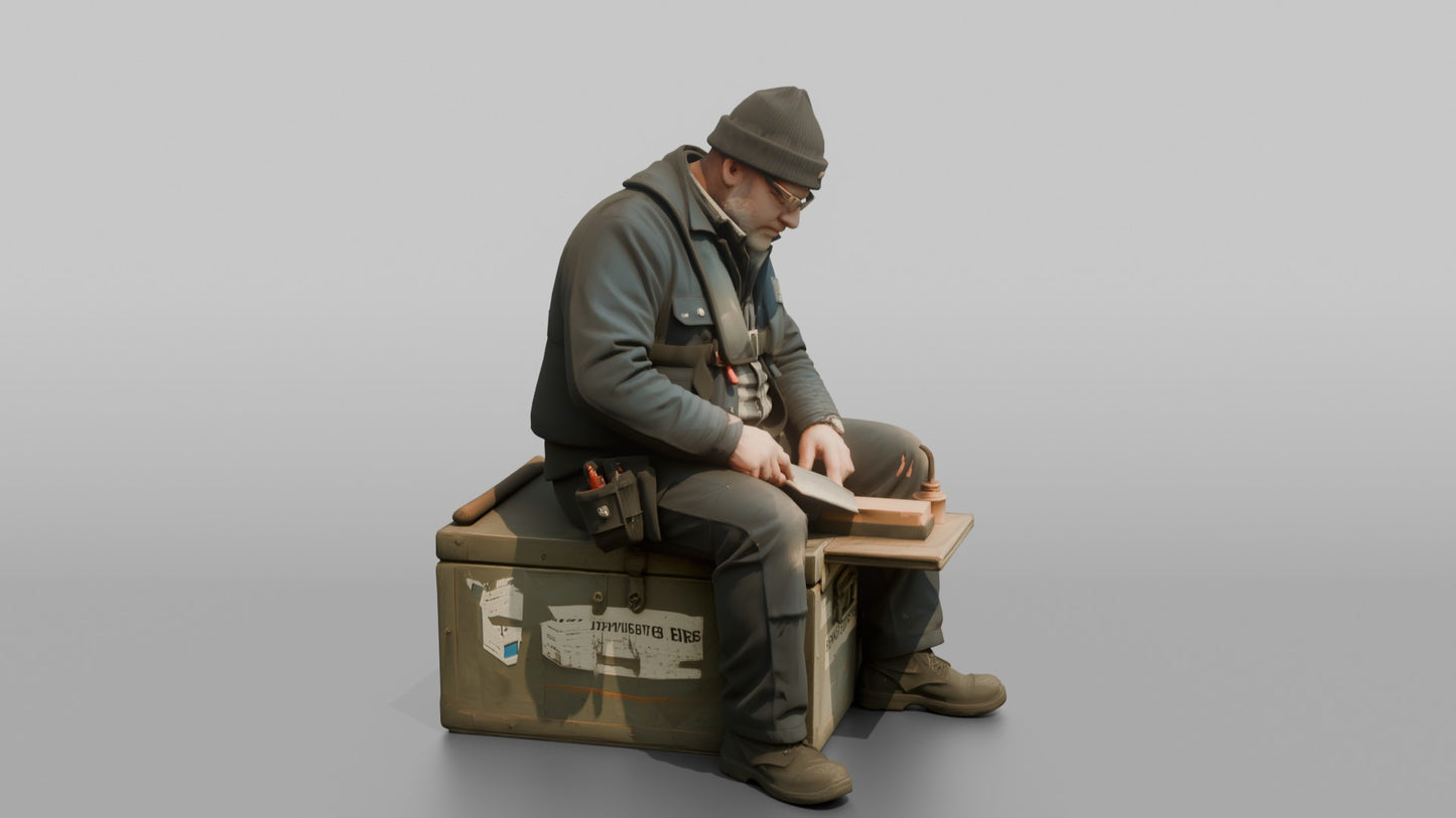 Bosun Sharpening a Scraping Tool