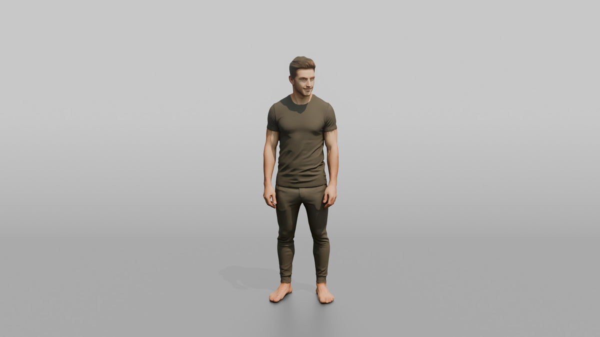 Fitness Influencer Man Standing Straight, Arms Relaxed At Sides - 3D character model, view 5