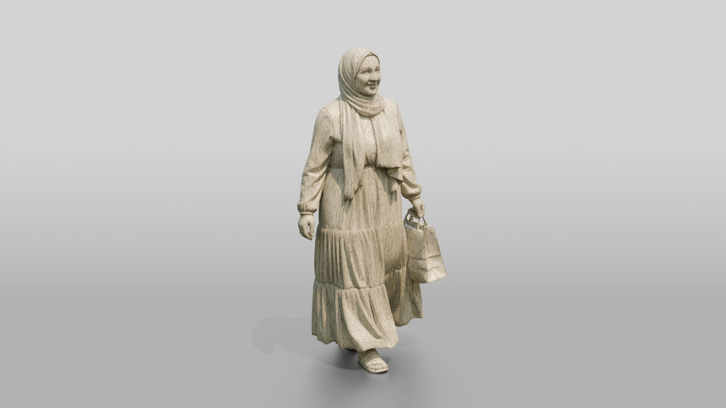 Plus-Size Young Iraqi Woman in Hijab and Maxi Dress