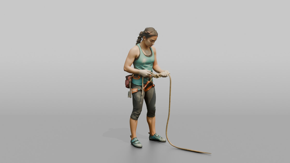 Climber Tying a Figure-Eight Knot - 3D character model, view 5