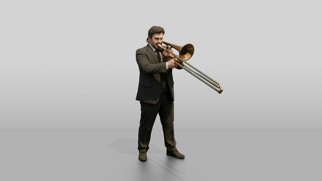 Trombone Player Extending Slide