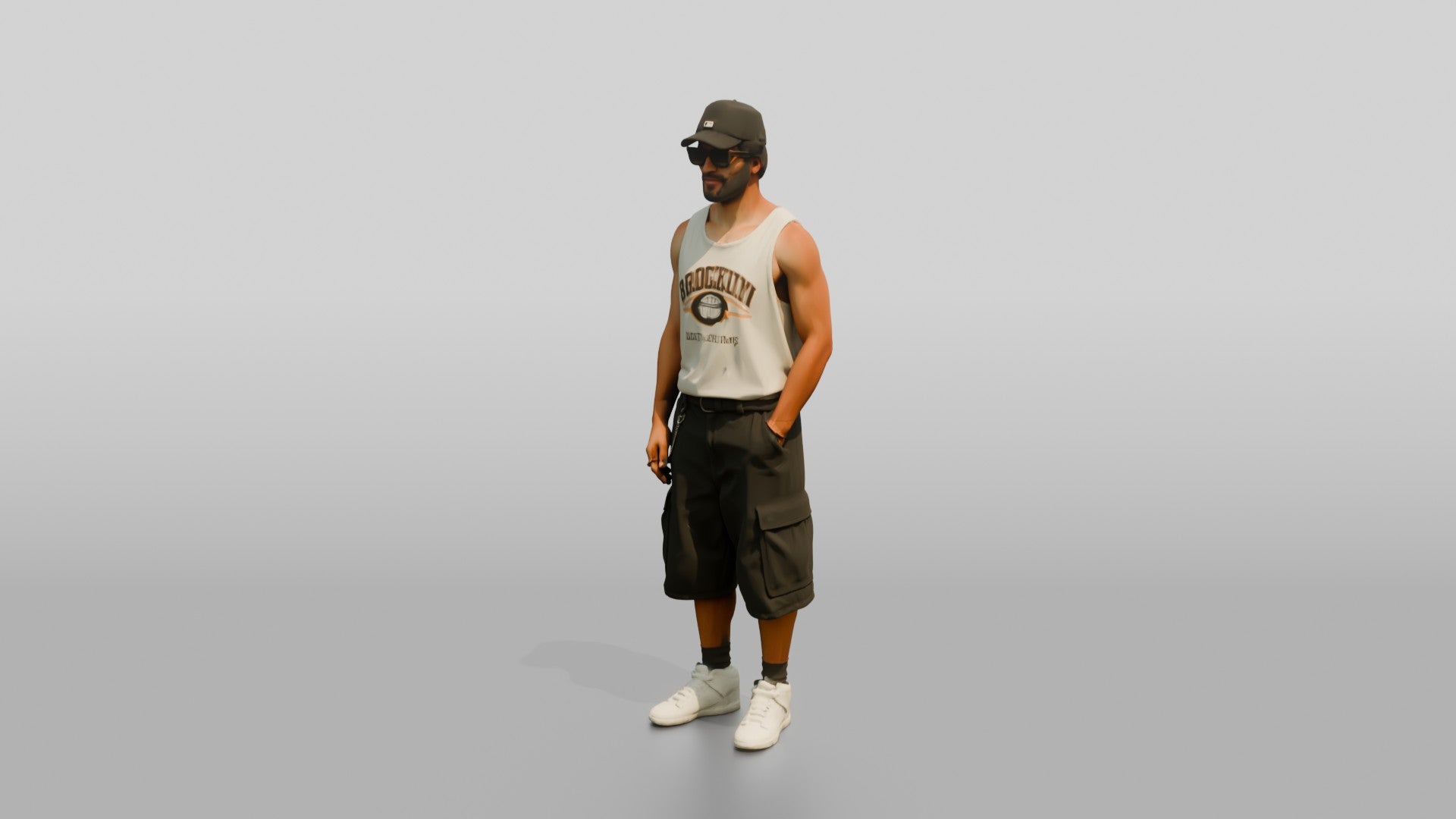 African-American Man Relaxed Pose on the Boardwalk