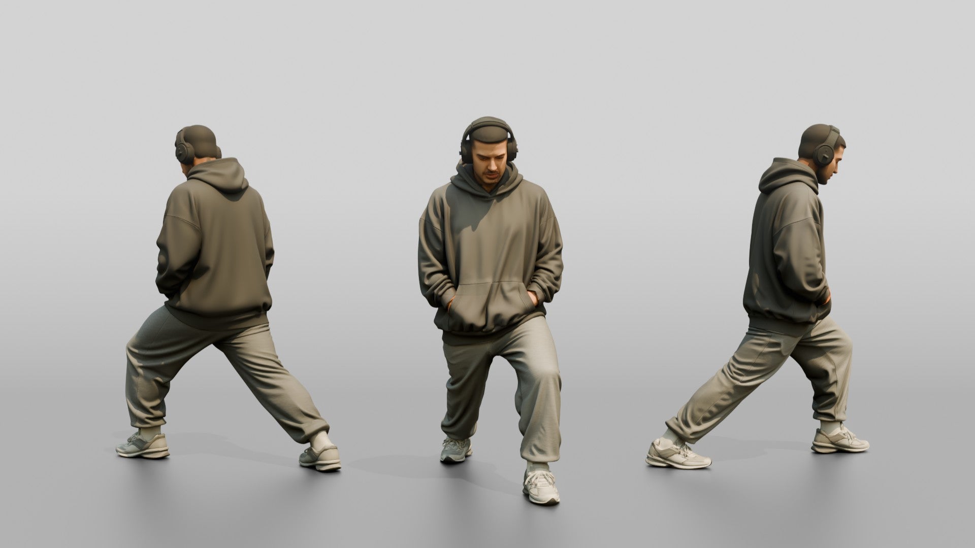 Man Stretching Calf in Hoodie