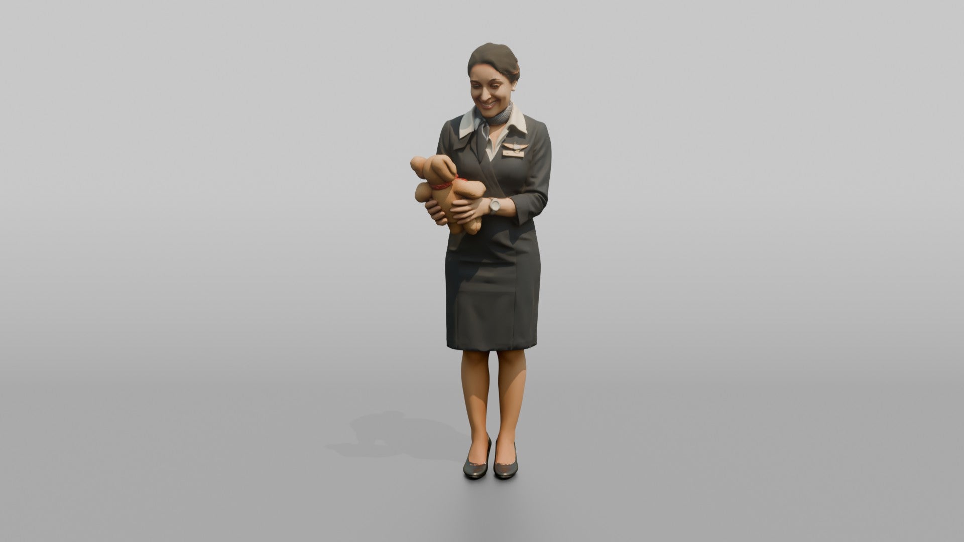 Middle Eastern Flight Attendant Checking the Overhead Rack