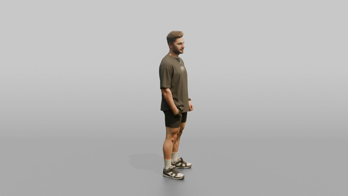 Fitness Influencer Man Standing At A Slight Angle, Confident Posture - 3D character model, view 2