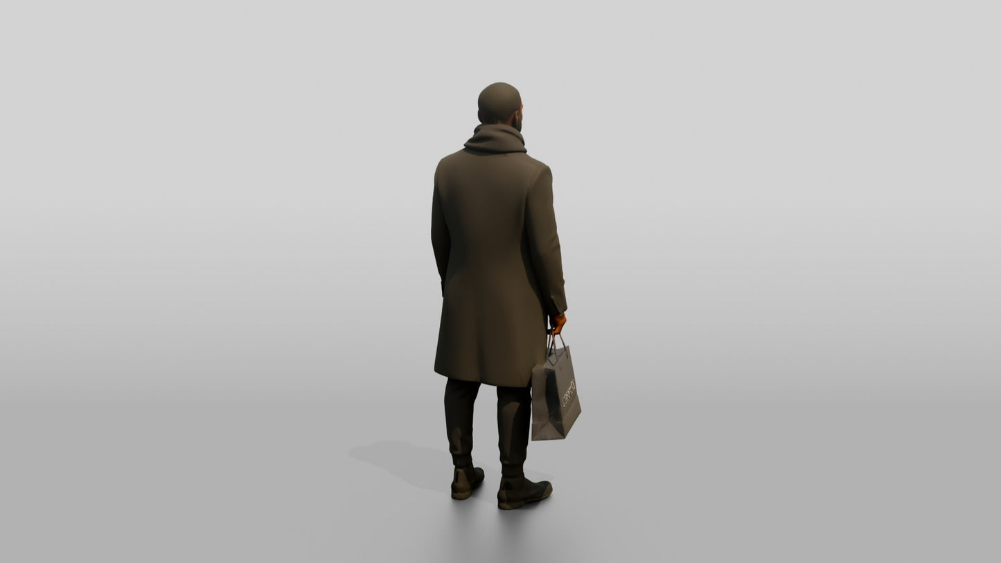African-American Man in Winter Overcoat