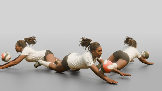 Black Female Volleyball Player in Solid White Jersey