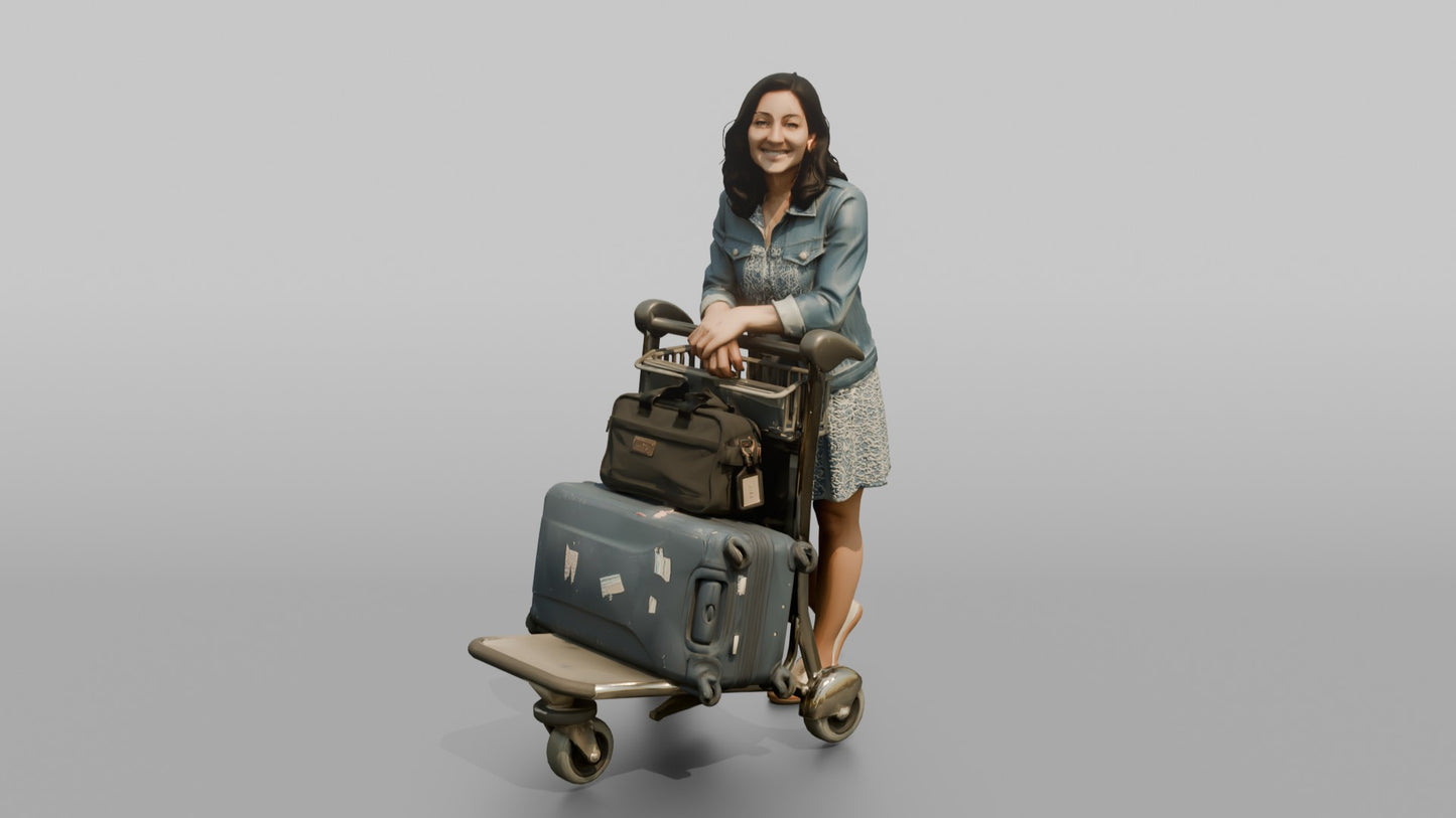 Vacationer Wearing Casual Sundress And Denim Jacket