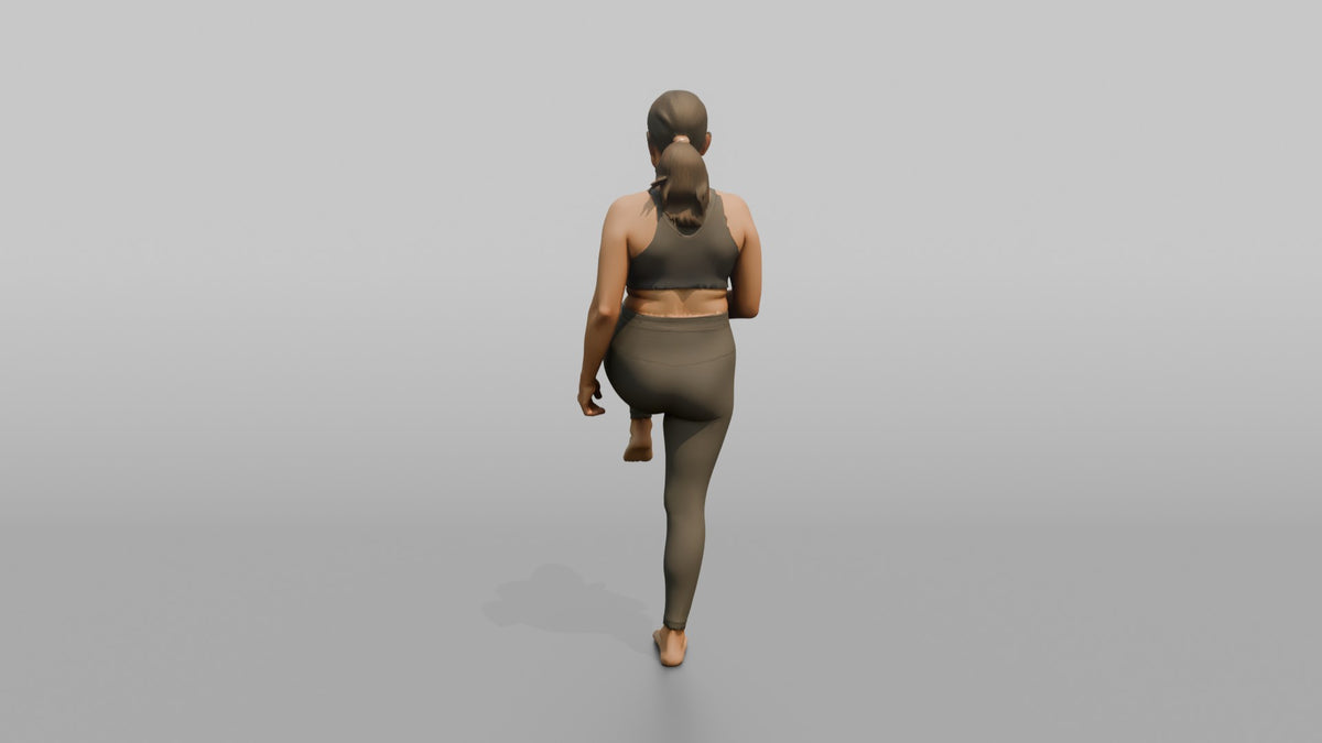 Bodyweight Athlete Woman Doing A Standing Knee Raise - 3D character model, view 3