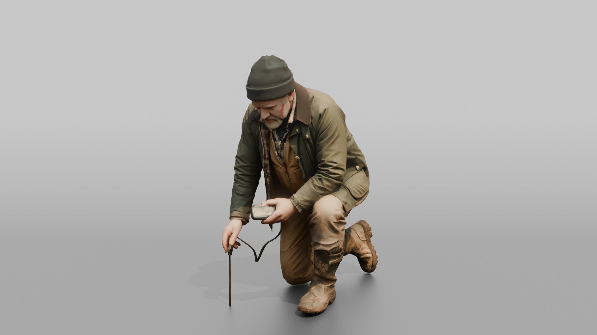 Farmer Checking Soil Ph Electronic Probe