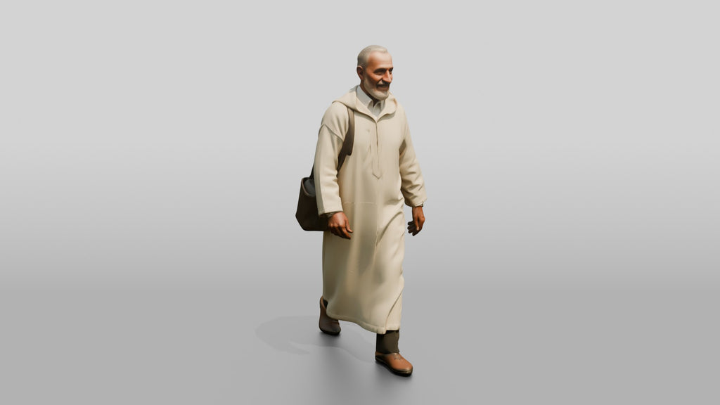 Elderly Tall Moroccan Man in Traditional Jalabiya