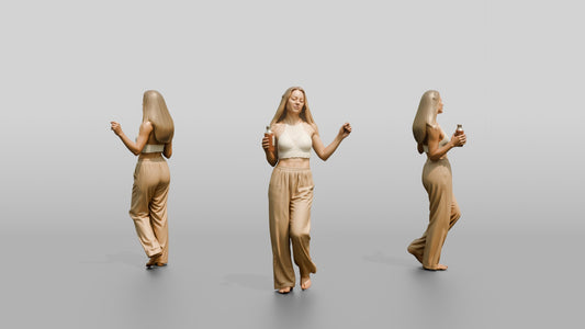 Woman Dancing with a Cocktail - 3D character model
