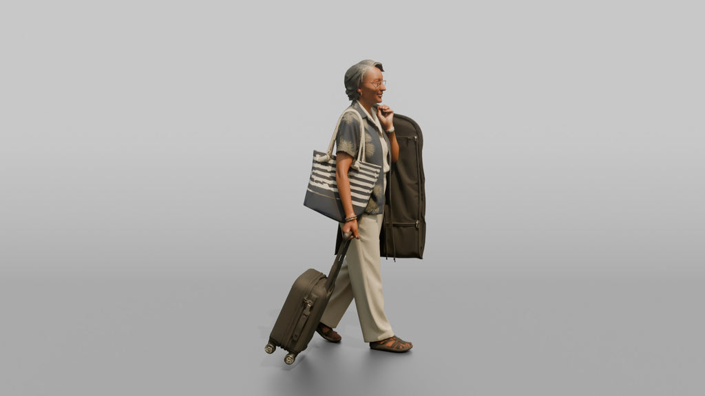 Traveler Carrying A Beach Bag