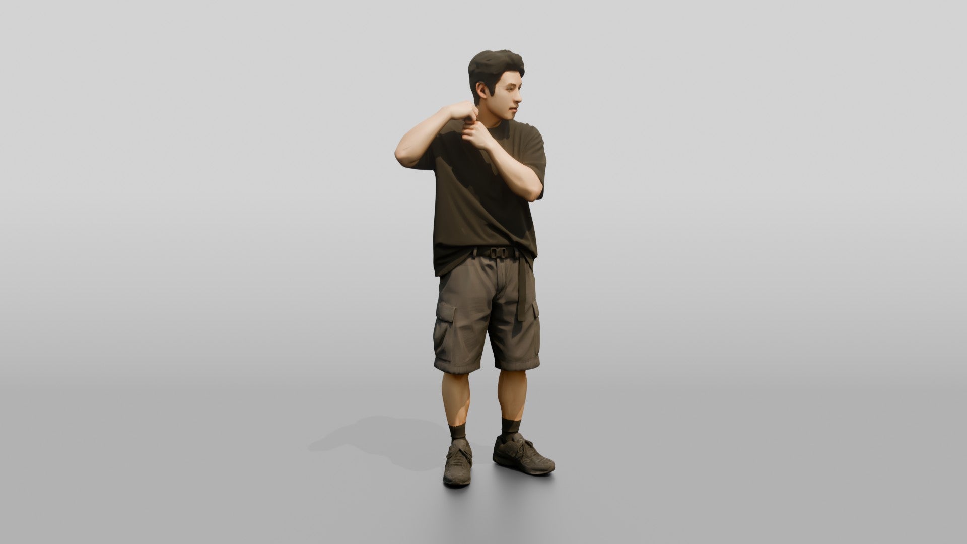 Man Adjusting Strap in Oversized Streetwear