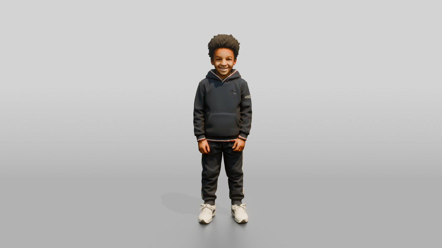 African-American Boy in Fleece Winter Tracksuit