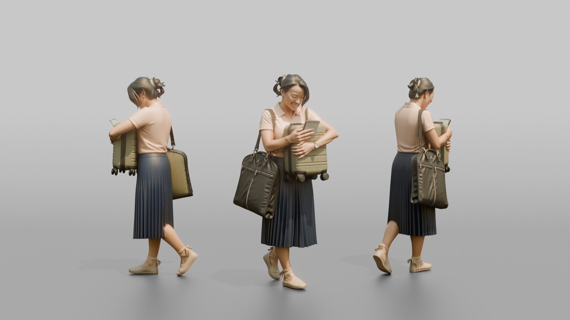 Traveler Hugging Her Carry-On Bag