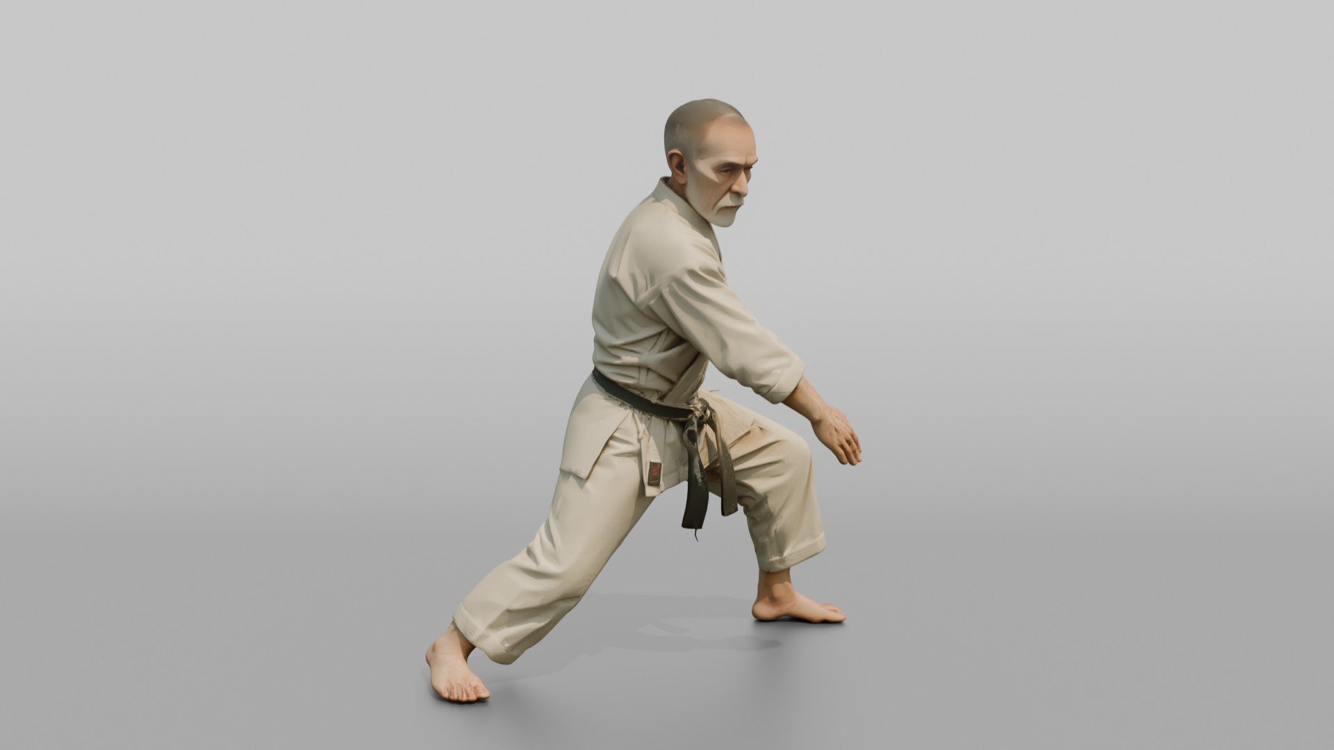 Karate Sensei Authoritative Downward Open-palm Block