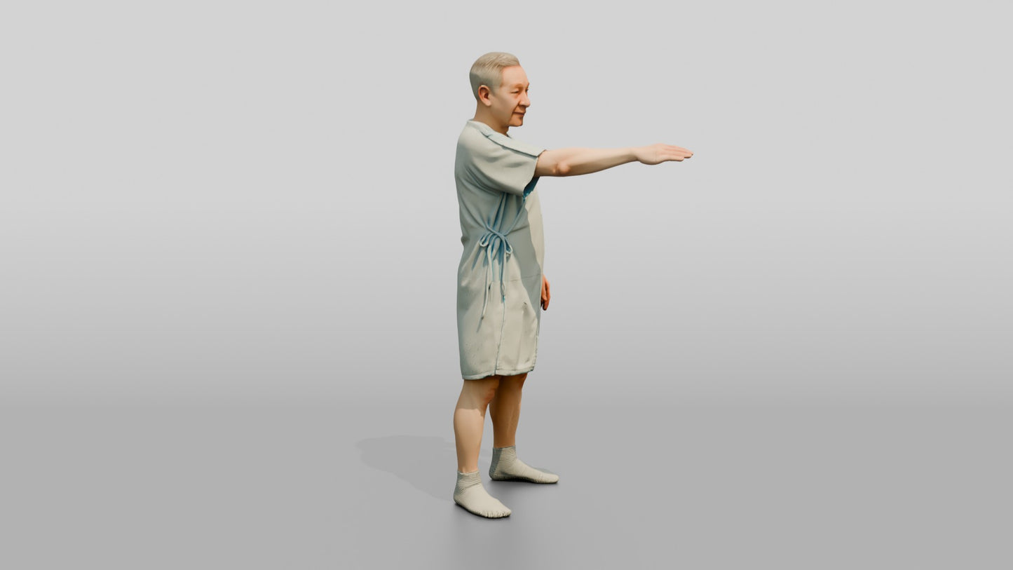 Elderly Man Patient Stretching His Arm