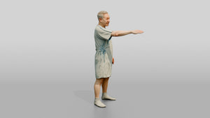 Elderly Man Patient Stretching His Arm - 3D character model, view 1