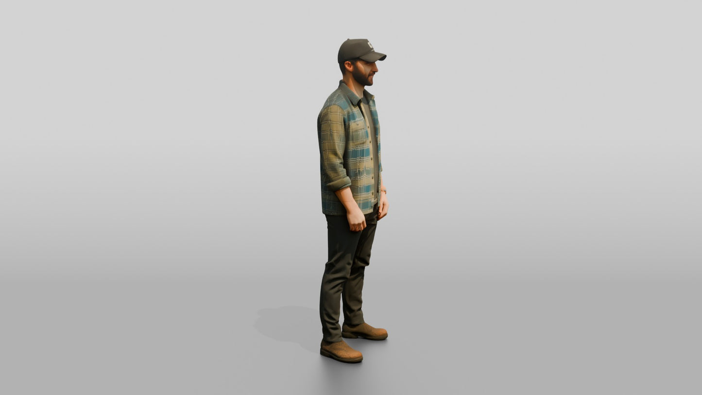 Canadian Man in Lightweight Flannel Shirt