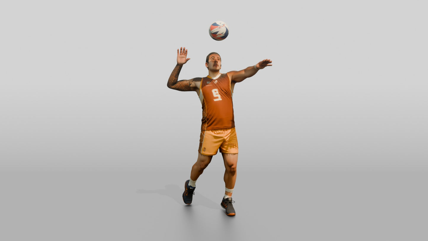 Male Volleyball Player in Ochre Uniform