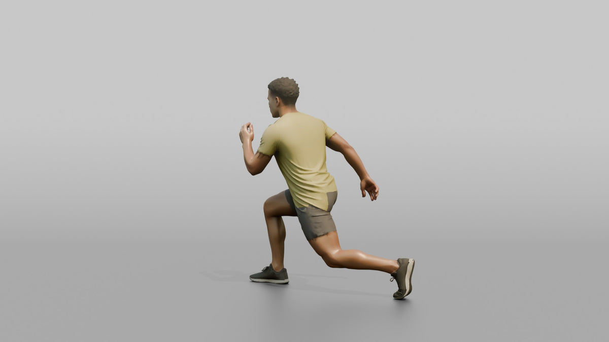 Bodyweight Athlete Man In A Deep Bodyweight Lunge - 3D character model, view 3