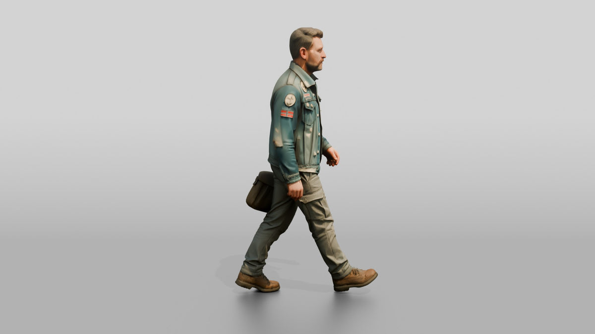 Caucasian Male Walking - 3D character model, view 2