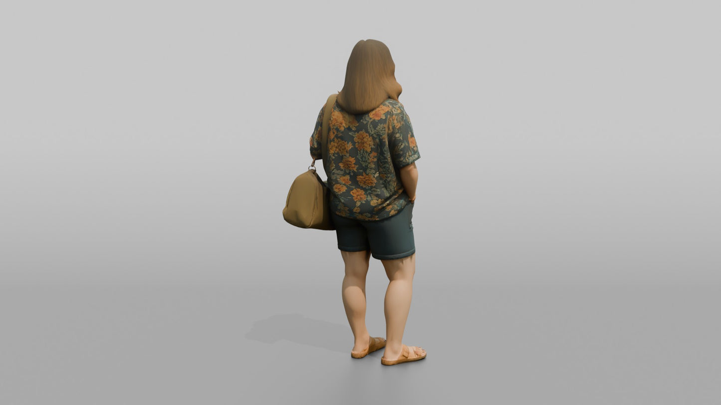 Vacationer Wearing Loose Floral Shirt