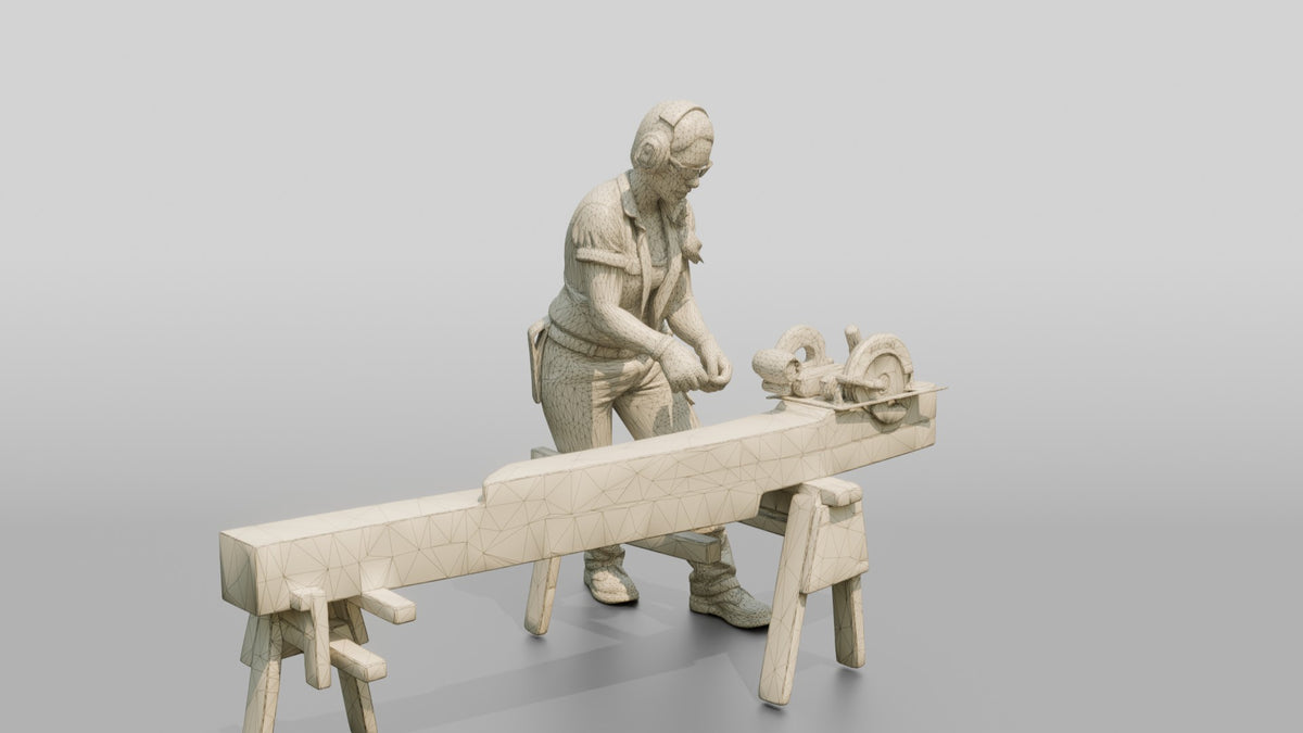 Construction Worker Woman 63 - wireframe topology preview