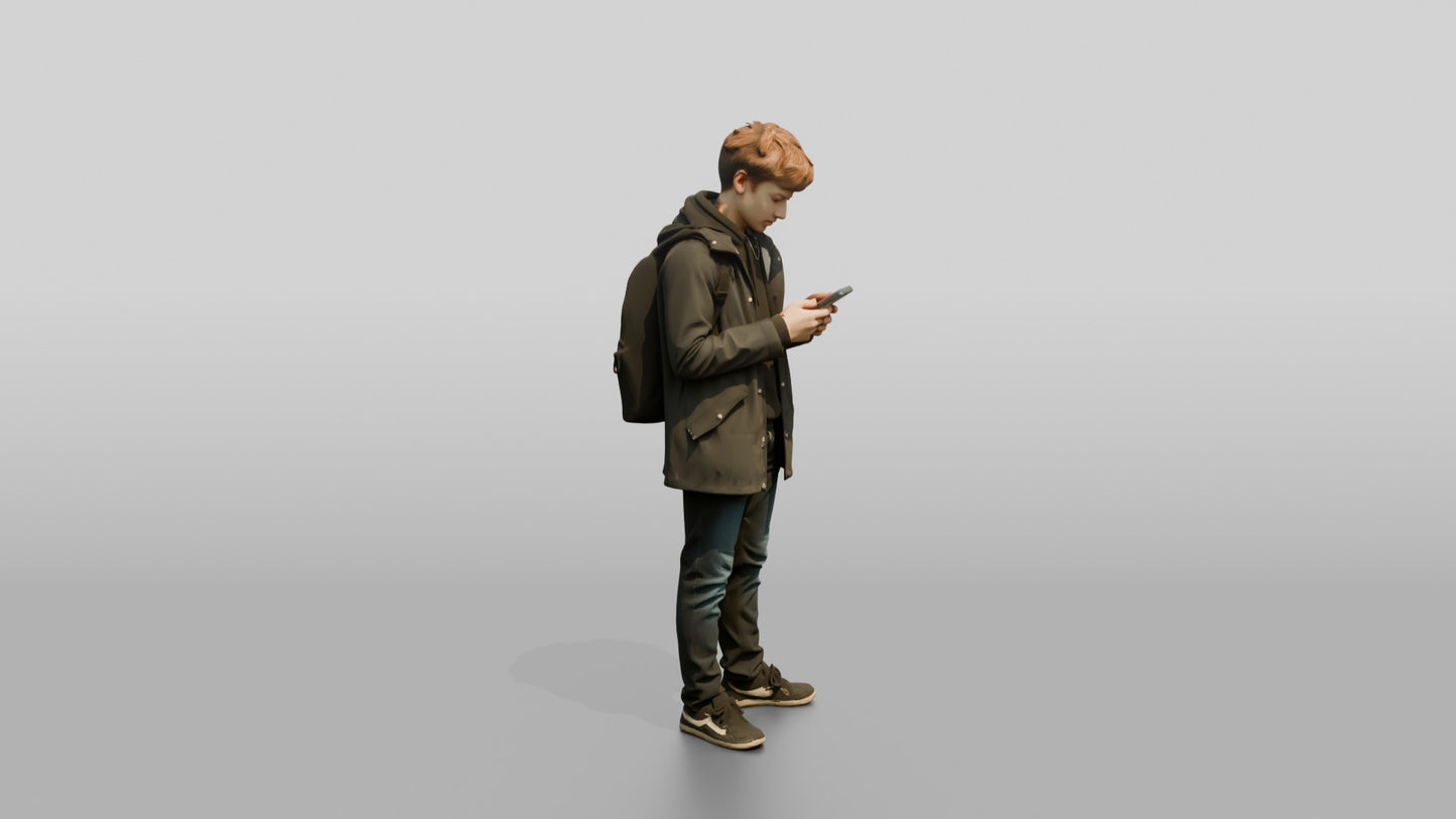 White Teen Boy Checking Map on Phone
