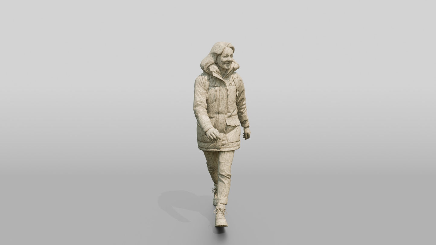 Caucasian Woman in Technical Winter Parka