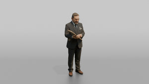 Receptionist Man Holding A Pen, Signing A Form - 3D character model