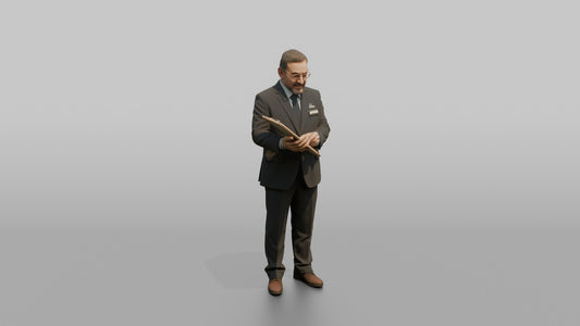 Receptionist Man Holding A Pen, Signing A Form - 3D character model