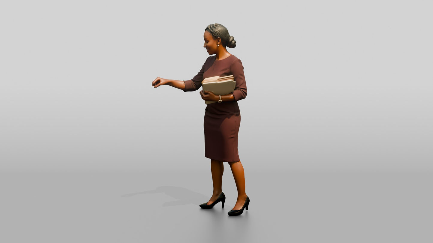 Businesswoman Gesturing with a Folder