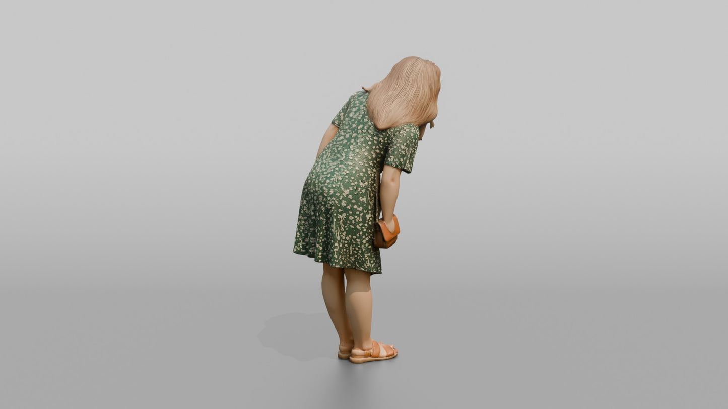 Scandinavian Woman Bending to Look in a Shop Window
