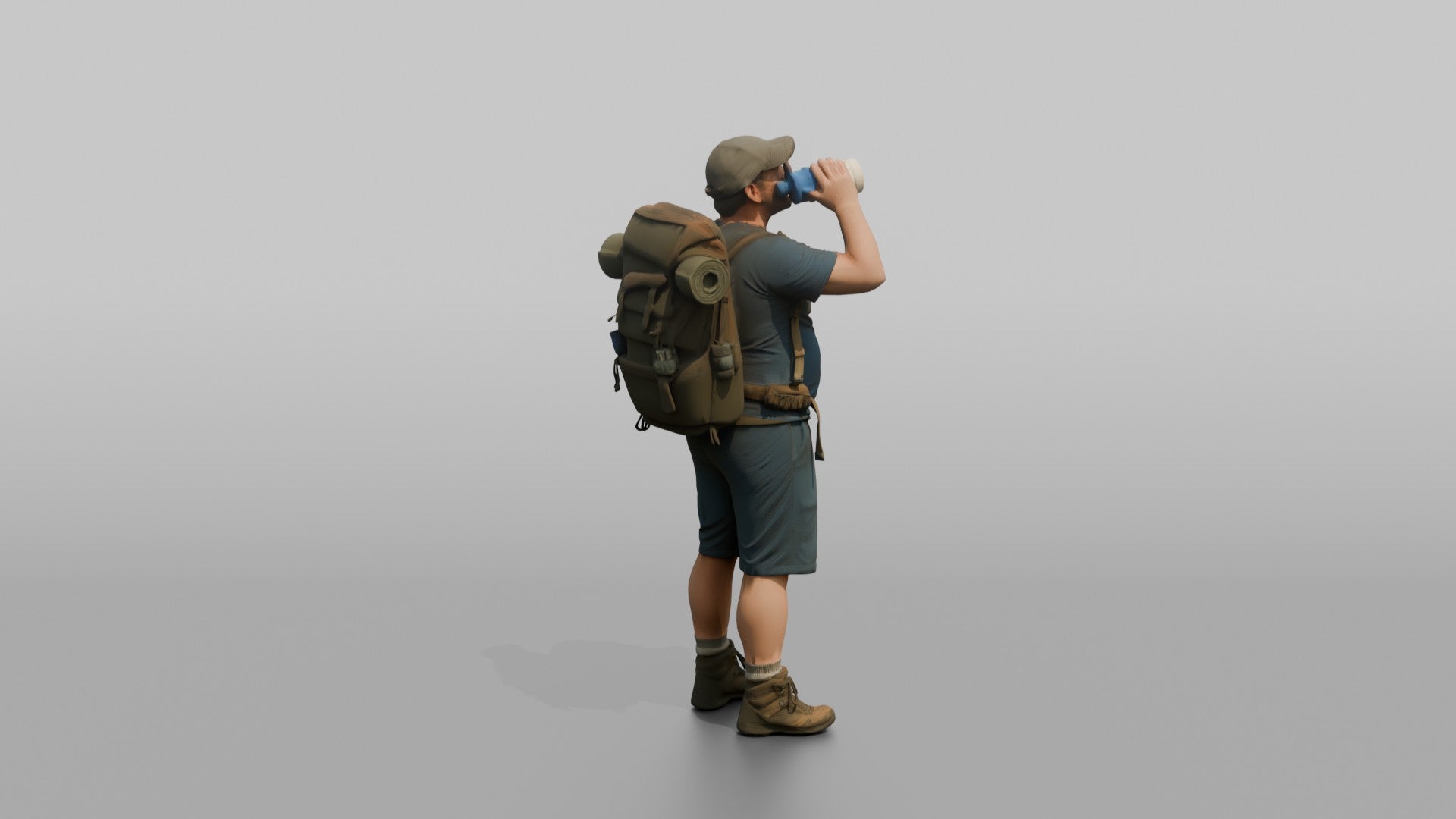 Hiker Drinking from a Large Sports Bottle