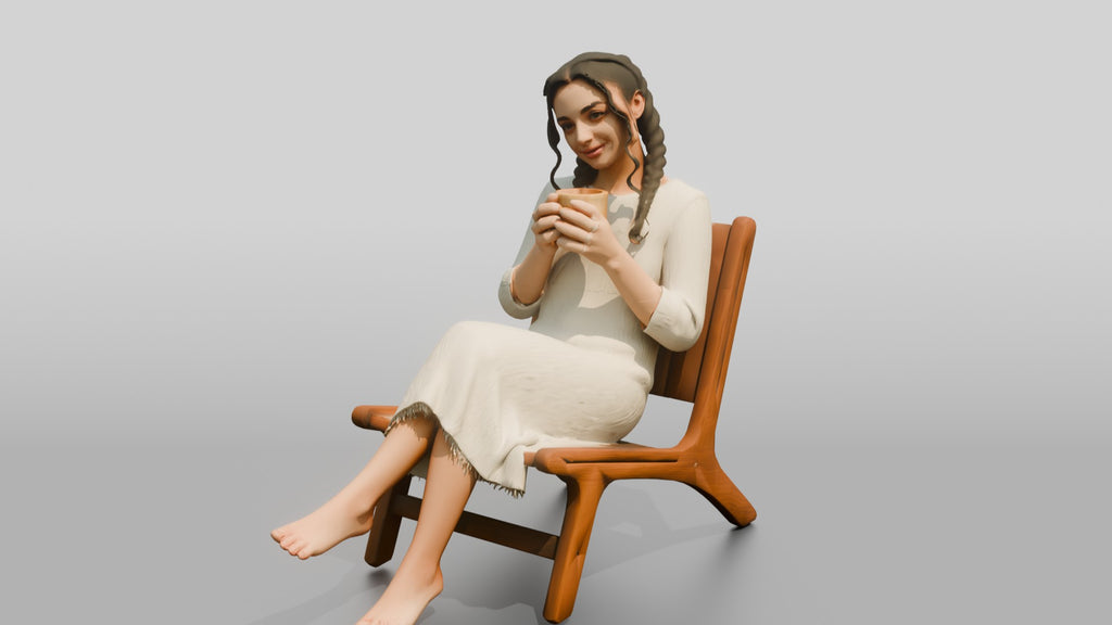 Woman on a Chair Checking Her Phone