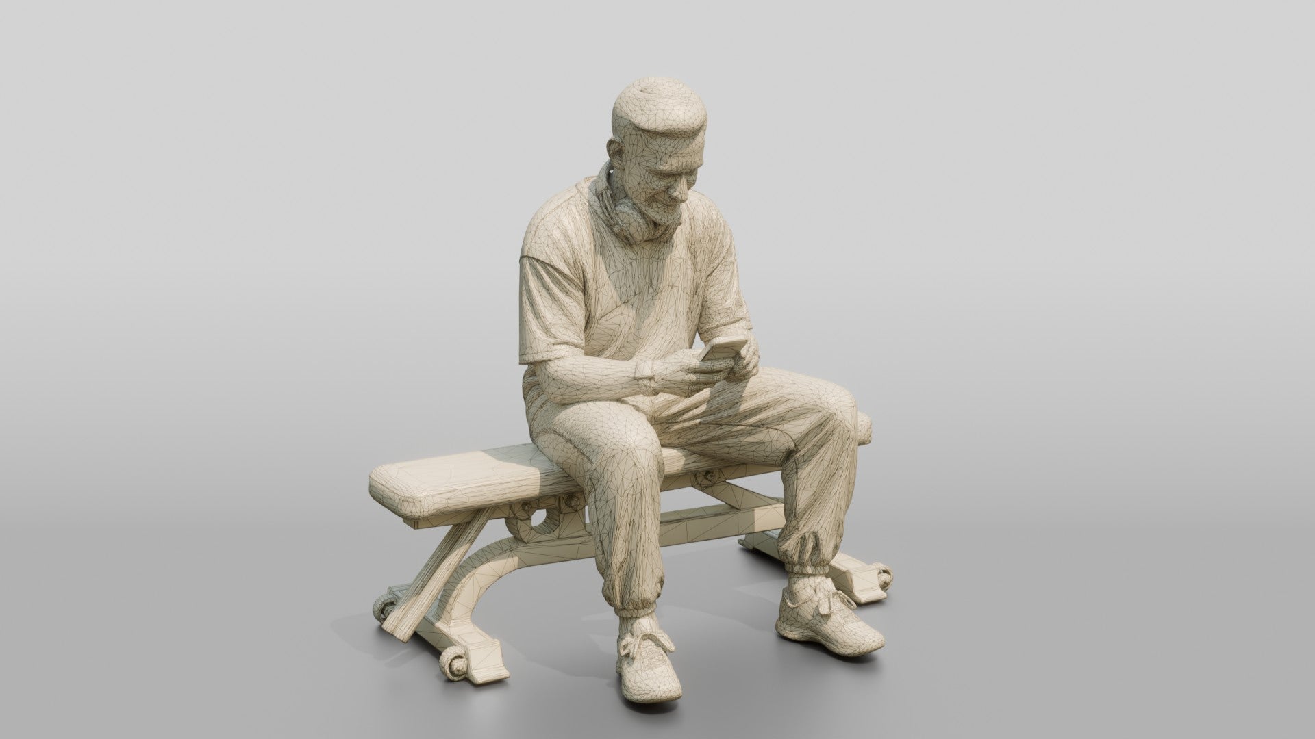 Man Sitting on Weight Bench