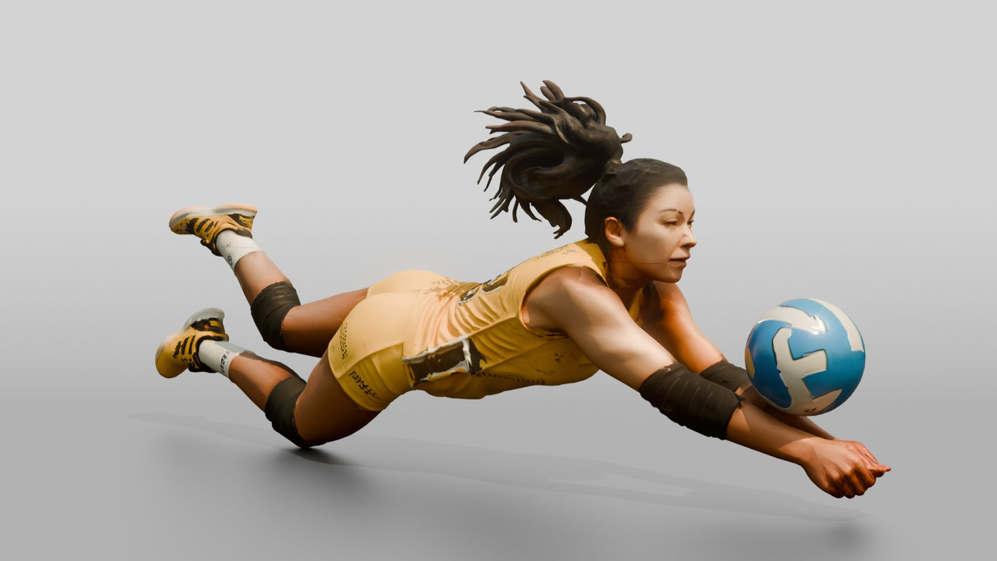 Hispanic Female Volleyball Player in Bright Yellow Jersey