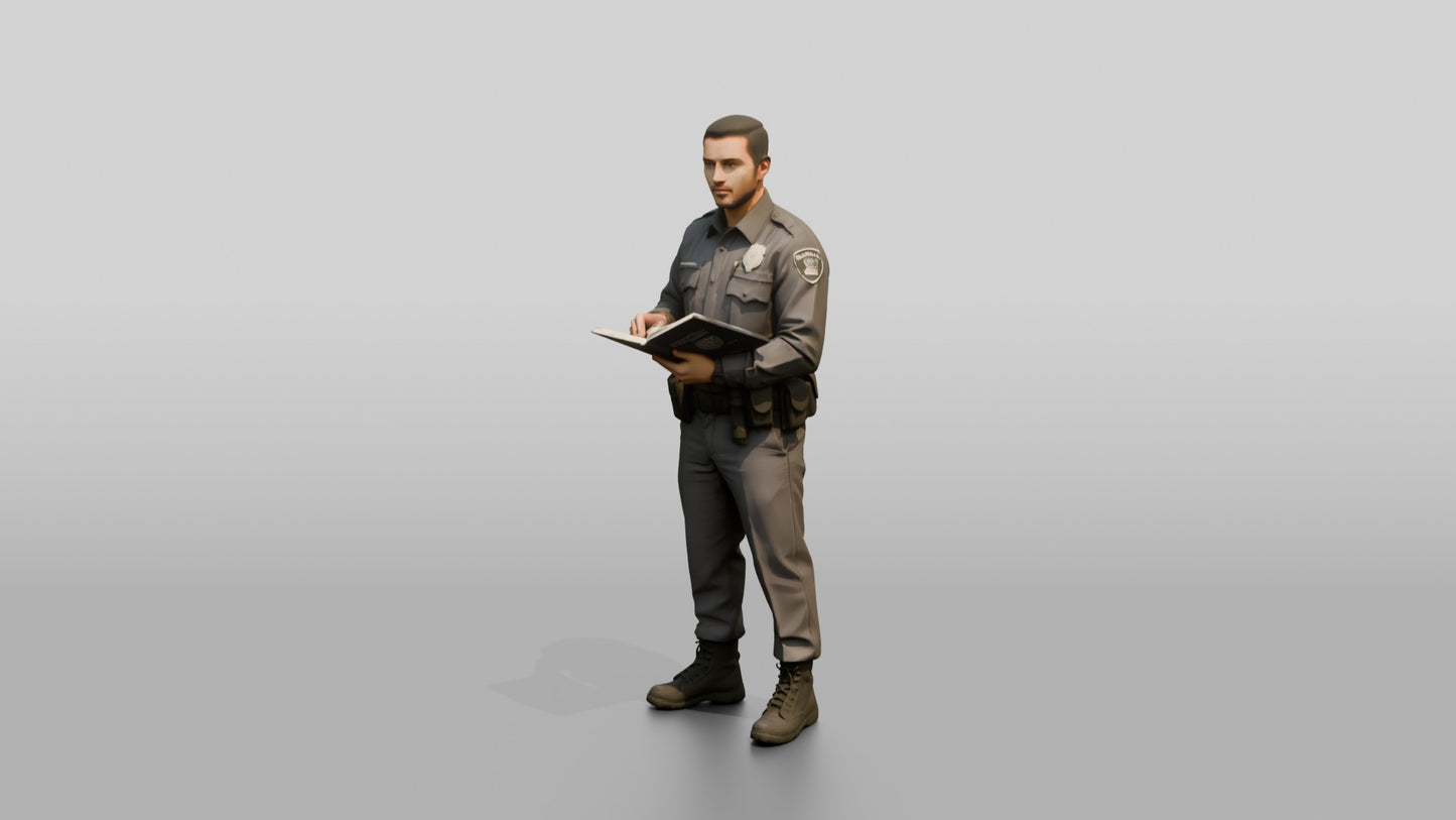 Middle Eastern Male Guard in a Grey Guard Uniform