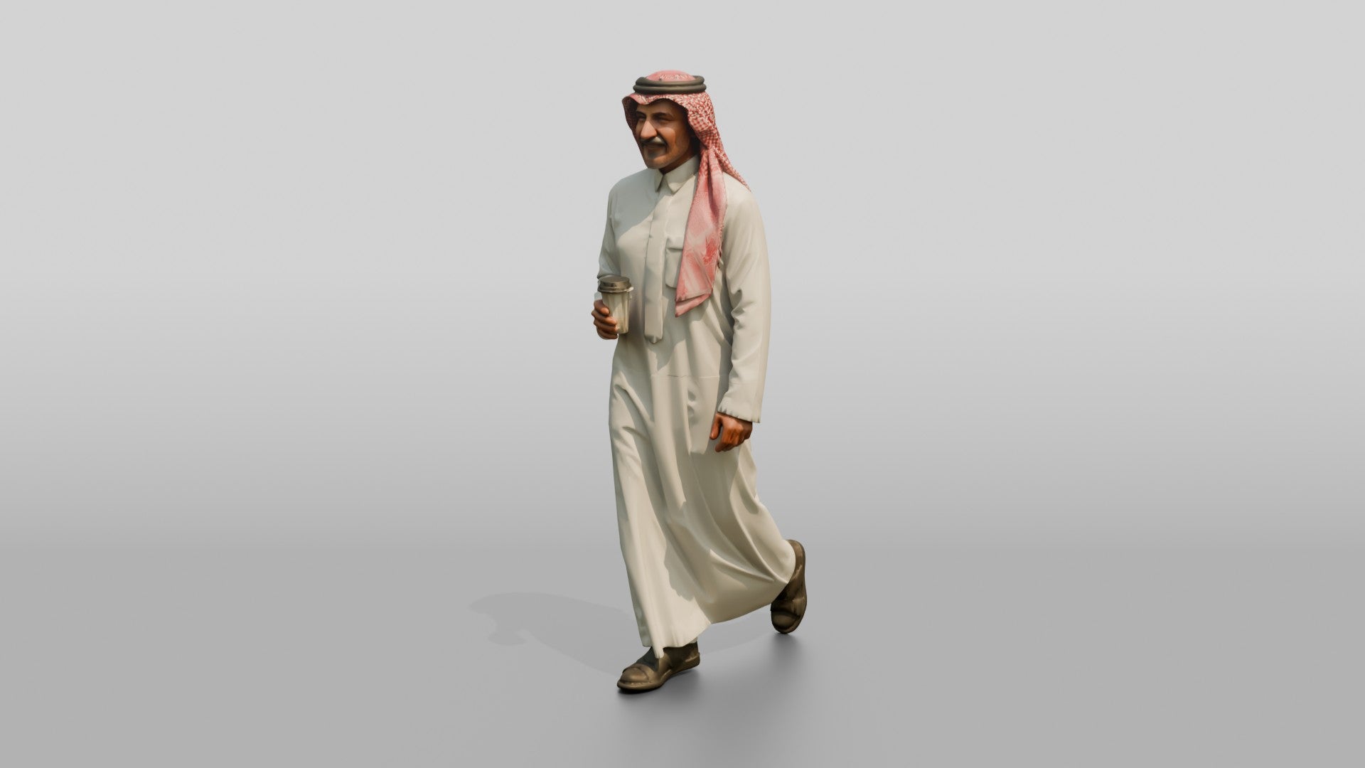 Middle-Aged Saudi Man in Thobe and Checked Ghutra