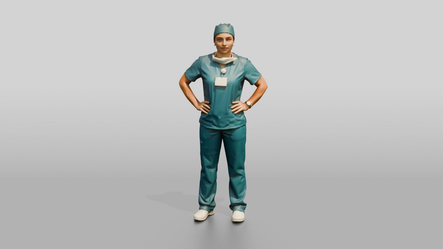 Young Hispanic Woman Doctor with Hands on Hips